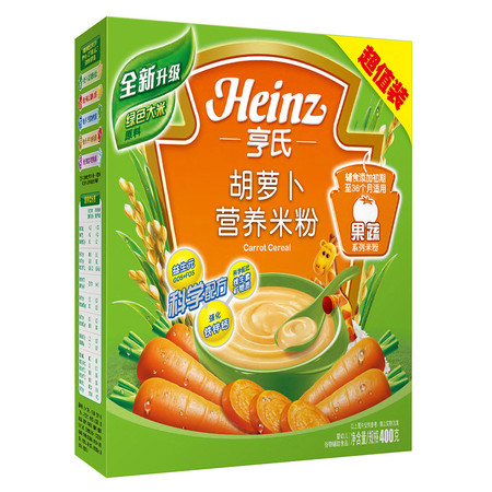 Heinz/亨氏 胡萝卜营养米粉 辅食初期-36个月 400g/盒图片