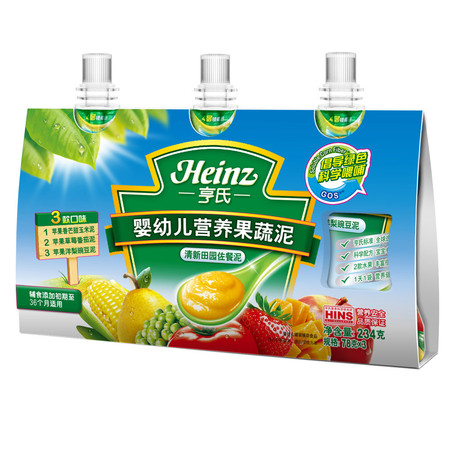 Heinz/亨氏 婴幼儿营养果蔬泥 清新田园 78g*3袋