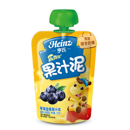 Heinz/亨氏 乐维滋果汁泥 苹果蓝莓 120g/袋图片