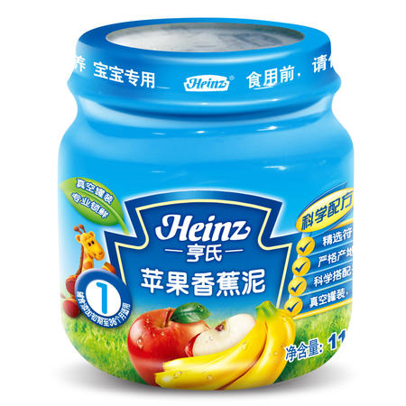 Heinz/亨氏 苹果香蕉泥 1段辅食初期4-36个月 113g/瓶