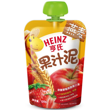 Heinz 亨氏 燕麦果汁泥系列 苹果草莓口味 120g/袋图片