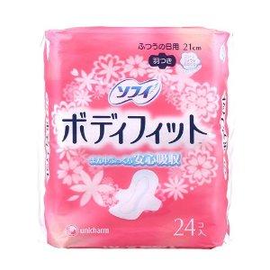 日本unicharm原装进口卫生巾日用透气24片