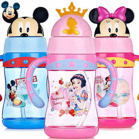 正品迪士尼儿童吸管杯防漏卡通幼儿婴儿杯子学饮杯宝宝水杯图片