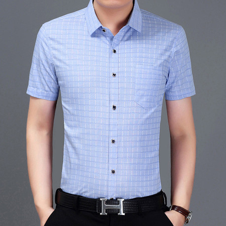 汤河之家 2020男士短袖衬衫夏中青年韩版休闲衬衣图片