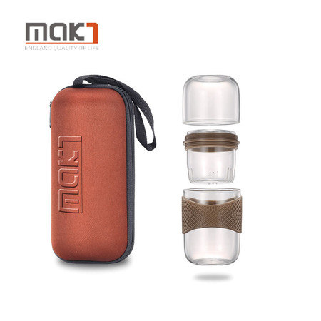 MAK7 玻璃旅行茶具套装便携包快客随身一壶二杯功夫茶艺杯飘逸杯泡茶壶图片