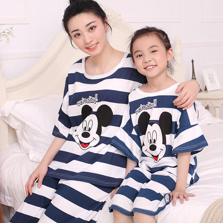 竟丰JINGFENG 夏季新款母女装家居服条纹米奇家居服图片