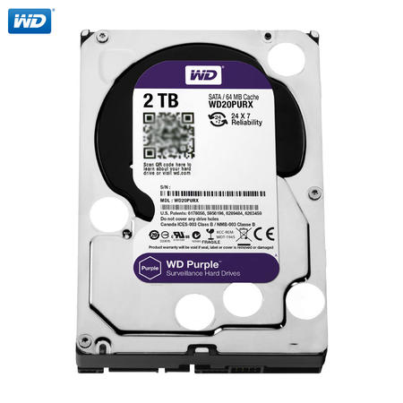 W西部数据(WD)紫盘 2TB SATA6Gb/s 64M 监控硬盘(WD20PURX)图片