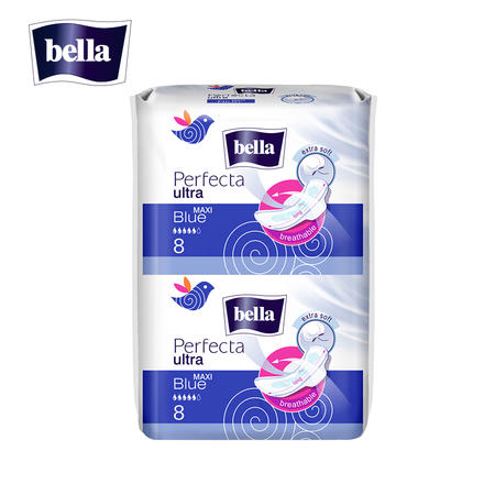 欧洲进口Bella贝拉完美系列深蓝超薄2mm夜用285mm卫生巾16片 棉柔图片