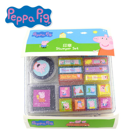 小猪佩奇Peppa Pig粉红猪小妹佩佩猪图案字母印章套装图片