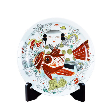 瓷拍 景德镇陶瓷彩盘家居鱼装饰摆件施于人大师作品富贵有余坐盘图片