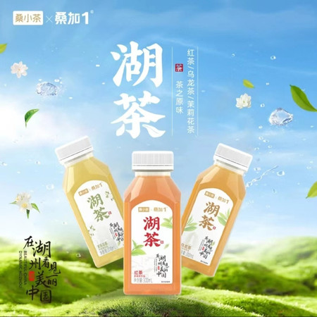 桑加1 桑小茶乌龙茶/茉莉花茶/红茶饮料整箱15瓶