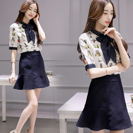 MSSEFN2016夏季韩版新品时尚卡通印花两件套时尚套裙图片