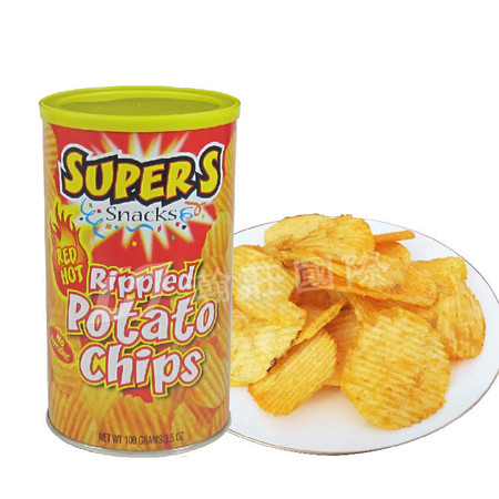 supers snacks休派爱斯 薯片 进口零食 香辣味 100g图片
