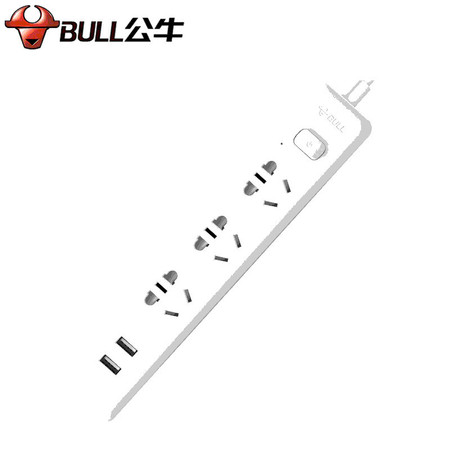 公牛BULL 排插3孔位2USB保护控键 1.5米GN-UUA123图片