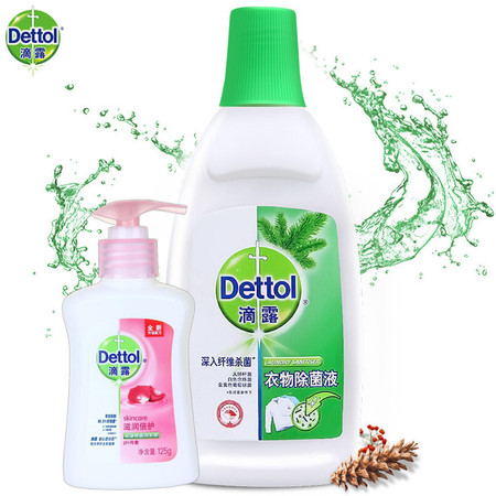 滴露/Dettol 衣物除菌液经典松木750ml 儿童尿布衣物/成人衣物消毒液 赠洗手液125g