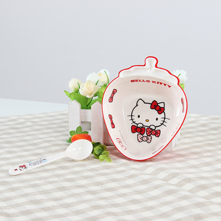 HelloKitty 五和 凯蒂猫双色草莓碗 勺子 组合图片