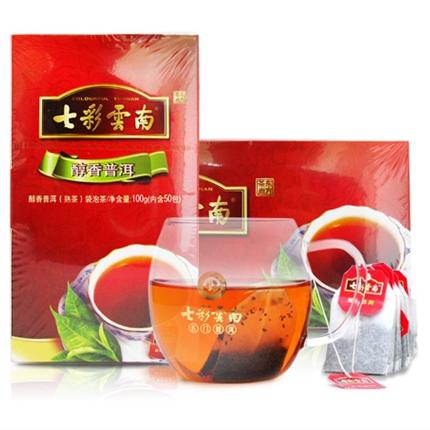 七彩云南100g醇香普洱袋泡茶（熟茶） 50袋/盒图片