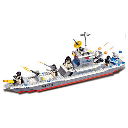 远洋巡洋舰409块乐高式塑料益智拼装积木玩具图片