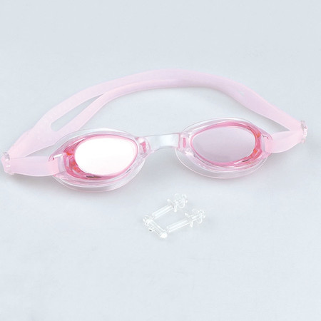 water world游泳眼镜DZ1600 内赠防水硅胶耳塞一副 高清平光透明舒适防水泳镜 颜色随机