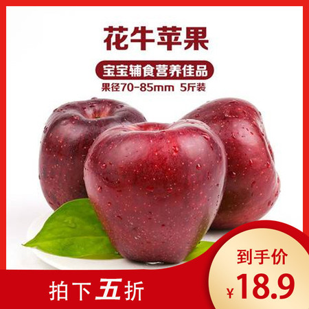 农家自产 花牛苹果亲民实惠装生鲜苹果新鲜水果（果径70-85mm）2500g/箱图片