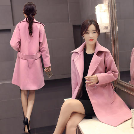 JEANE-SUNP2016秋季新款韩版羊毛呢外套中长款时尚气质显瘦风衣OL呢子大衣女图片