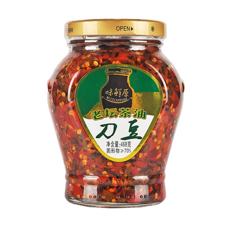 【长沙馆】湖南特产 味鲜原 老坛茶油刀豆 468g/瓶 农家下饭菜 腌菜 剁椒酱菜 开胃爽口 包邮图片