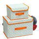 友纳 点子纹收纳整理箱多功能可折叠收纳箱收纳盒（大号）橘色