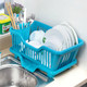 厨房置物架 塑料加厚滴水碗碟收纳架 滤水沥水碗碟架 滴水碗架(正面漏水）--蓝色