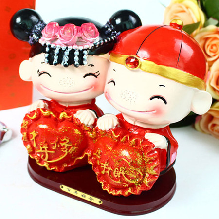 中国风婚庆摆件人偶摆件情人节礼物千年修得共枕眠中号