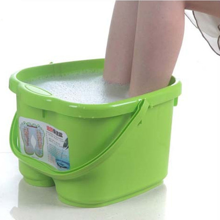 圣强 脚底按摩功能 塑料足浴桶 洗脚盆 洗脚桶足浴盆（绿色）