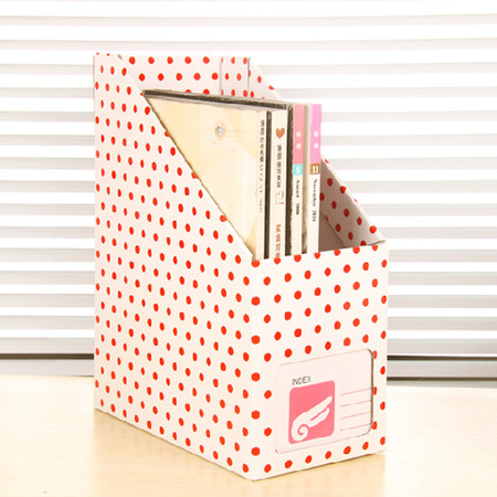 畸良 韩版创意红点纸质书本文具 桌面收纳盒桌面整理盒文件收纳盒（大号红点） 5只装