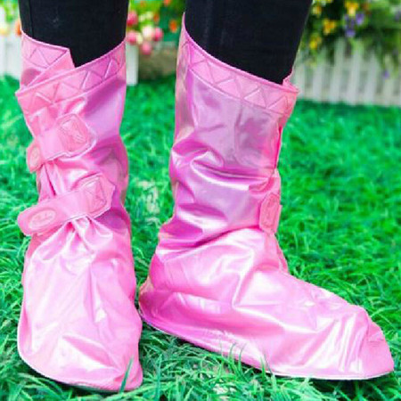 可调节防雨鞋套粉色L码
