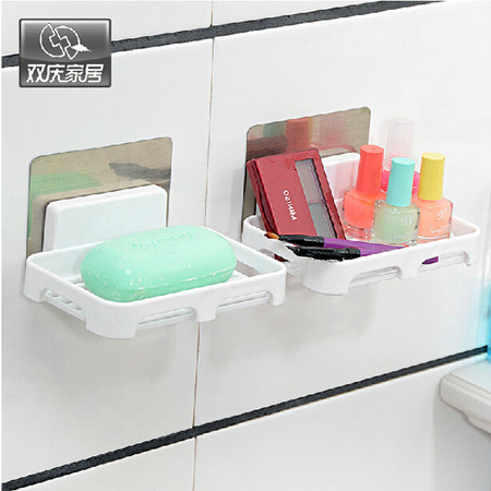 双庆吸盘肥皂架肥皂盒卫生间置物架浴室壁挂式塑料沥水香皂盒SQ-5050图片
