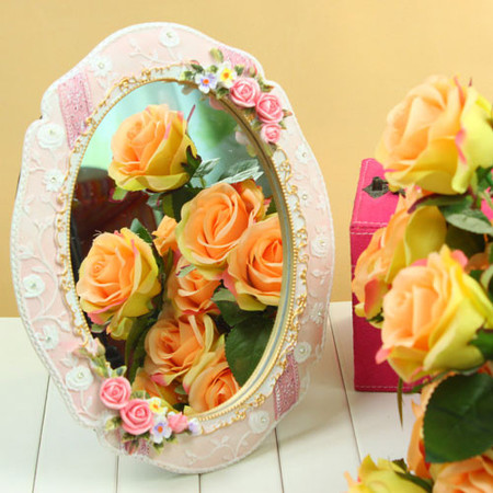 树脂镜子/化妆镜子 浮雕玫瑰图片