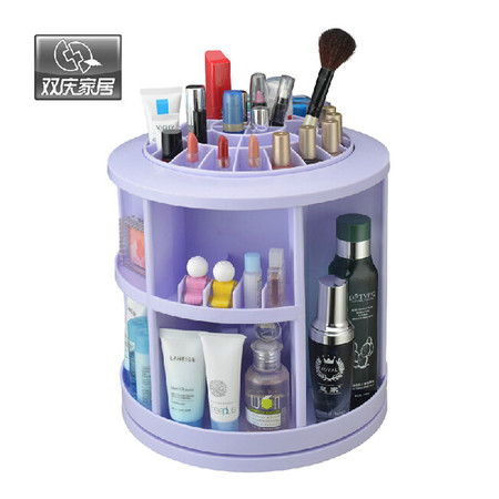 双庆 新品桌面化妆品收纳盒塑料化妆品收纳盒360度旋转 颜色随机SQ-1079