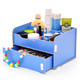 实用二代大抽屉木质收纳盒/化妆盒--蓝色