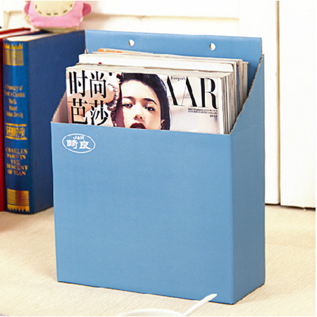 畸良纸质收纳盒文具文件杂物方形收纳盒整理盒 可挂墙收纳盒（蓝色）3只装图片