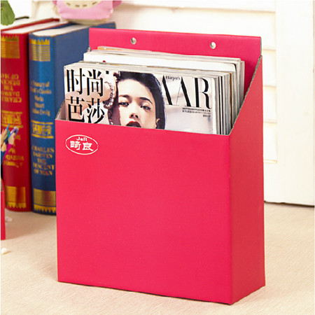 畸良纸质收纳盒文具文件杂物方形收纳盒整理盒 可挂墙收纳盒（红色）一只装