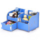 实用二代单抽屉木质收纳盒化妆盒蓝色