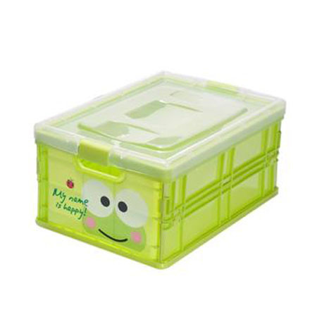 塑料卡通可折叠收纳盒塑料盖收纳箱大号30*21.5*15 青蛙M6105