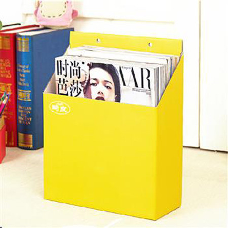 畸良纸质收纳盒文具文件杂物方形收纳盒整理盒 可挂墙收纳盒（黄色）图片