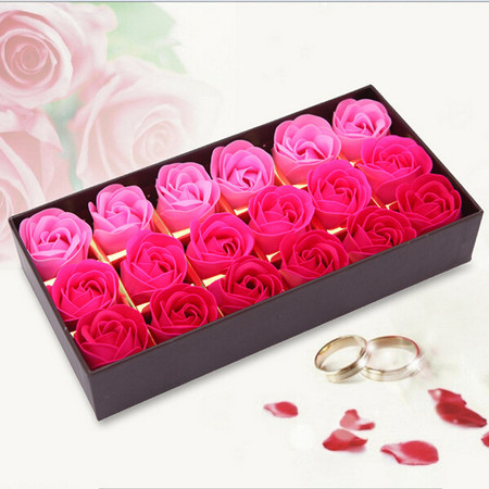 浪漫礼品咖啡盒玫瑰花皂花（18朵）--渐变粉色