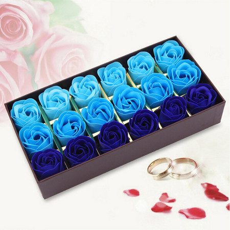 浪漫礼品咖啡盒玫瑰花皂花（18朵）--渐变蓝色