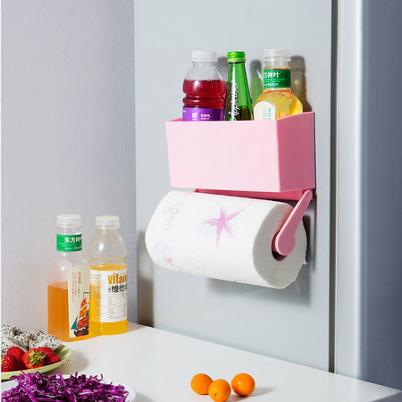 普润 冰箱保鲜膜收纳盒 厨房纸巾架--粉色图片
