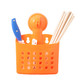 厨卫两用带吸盘双筒沥水筷子笼/收纳篮--橙色（镂空苹果）