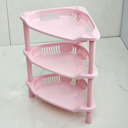 红兔子 T三角形浴室置物架 塑料浴室收纳架 卫生间置物架厨房储物架 728g 粉色 。