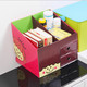 普润 （小女孩）纸质桌面收纳盒 杂物盒 储物盒文件收纳盒带抽屉双层抽屉。