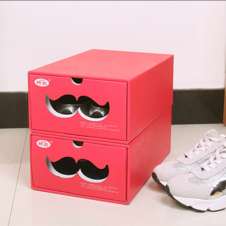 普润 （中号红色）糖果色鞋子收纳盒 鞋盒 多功能收纳盒 。