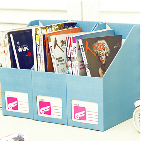 红兔子 （大号蓝色）畸良韩国DIY纯色 糖果色 桌面收纳盒桌面整理盒 大号文件收纳盒图片