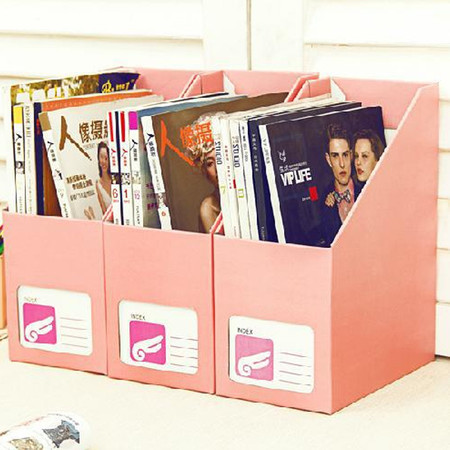 红兔子 （大号粉色）畸良韩国DIY纯色 糖果色 桌面收纳盒桌面整理盒 大号文件收纳盒